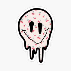 a pink donut with cherry sprinkles on it and the face is melting