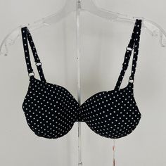 Swim Systems Padded Black And White Polka Dot Bikini Top New With Tags Padded Top All Sales Final Black Padded Bra For Summer, Black Summer Beach Bra, Black Seamless Beach Bra, Seamless Black Beach Bra, Holiday Bikinis, Halter Top Bathing Suits, Padded Top, Billabong Women, Swim Swim