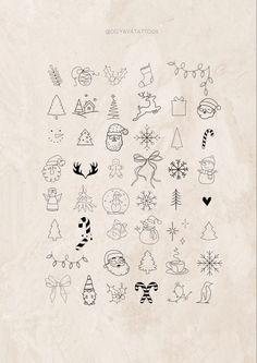 an image of christmas icons drawn on paper