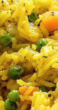 a close up view of rice and vegetables