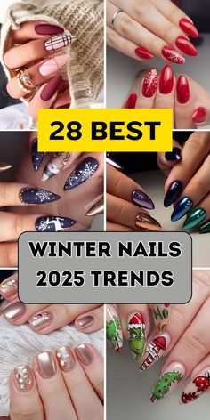 December Gel Nails, Festive Nail Colors, Best Winter Nails, Almond Designs, Winter Nails Designs, Nails 2025, Latest Nail Colours, Winter Nail Ideas, 2025 Trends