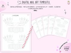 "PLEASE NOTE: this is a DIGITAL DOWNLOAD. You will NOT receive anything in the mail. ✦ This listing is for: Oval Nail Art Templates | 5 Lengths | English Is it important for you to visualize how your nail art will combine before making the nail set? Or would you like to be able to save your nail designs and write down everything you used so it is easy to recreate them in the future? These nail templates will make your life as a Nail Technician / Nail Artist so much easier!  Plan your design in a Free Printable Nail Art Templates, Nails Printable, Doodle Nails, Nail Templates, Oval Nail Art, Nail Art Templates, Almond Nail Art, Stiletto Nail Art, Art Templates