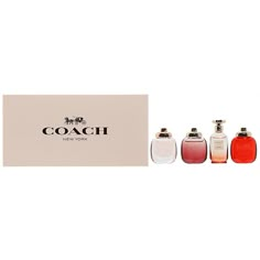 Coach Mini EDP Floral/Lovedreams Sunset/Wildrose 4X4 5ml   What It Is  The Coach Mini Collection typically includes a selection of mini Eau de Parfum (EDP) bottles featuring Coach Floral, Coach Love Dreams Sunset, and Coach Wild Rose, each in 5ml sizes. This set is perfect for those who love exploring different scents or for travel   What You Get        (1) 5ml Coach Floral: A light, fresh fragrance with floral and fruity notes     (1) 5ml Coach Love Dreams Sunset: A warm, romantic scent that ca Coach Perfume, Coach Floral, Mini Perfume, Fresh Fragrance, Different Scents, Perfume Set, Mini Collection, Favorite Skincare Products, Coach New York