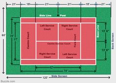 a tennis court is shown with measurements for the size