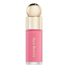 Rare Beauty Blush shade- happy very creamy and pigmented Rate Beauty Liquid Blush, Rare Buty Blushes, Rare Beauty Blush Shade Happy, Rare Bueaty Blush Shade Happy, Rare Buety Hilighter, Rare Beauty Blush Shades, Rare Beauty Blush Happy, Rare Beauty Happy, Rate Beauty