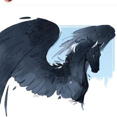 a black horse with wings on it's back