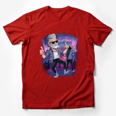 Cool Hipster Grandpa T-Shirt, Stylish Elderly Man Graphic Tee, Urban Streetwear, Fashionable Senior Casual Wear, Unique Design Top Male T-Shirt Custom graphic T-Shirt.Customize your color Casual Crew Neck T-shirt With Character Print, Red Relaxed Fit Hip Hop T-shirt, Red Hip Hop T-shirt With Short Sleeves, Summer Crew Neck T-shirt With Character Print, Funny Character Print Streetwear T-shirt, Hip Hop Crew Neck Top With Screen Print, Red Short Sleeve Hip Hop Top, Hip Hop T-shirt With Character Print For Fans, Hip Hop Crew Neck T-shirt For Fan Merchandise