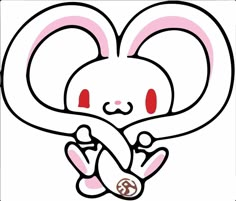 a drawing of a rabbit holding a peace sign in its paws with the letter g on it's chest