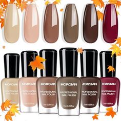 Morovan Brown Nail Polish Set: Fall Winter Nude Nail Polish Kit Regular Air Quick Dry Fingernail Polish Pack for Women Nail Art Design Gift Holiday Party Brown Nail Polish, Brown Nail, Nude Nail Polish, Nude Nail, Brown Nails