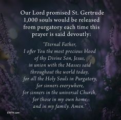 a poem written in purple and black with the words, our lord provided st gertrude