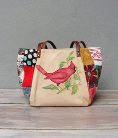 Woodland Bird Bag - Vintage Embroidery and Patchwork with Leather Straps Bohemian Upcycled Shoulder Bag For Daily Use, Bohemian Upcycled Bags For Travel, Bohemian Upcycled Bags For Daily Use, Bohemian Upcycled Travel Bags, Bohemian Upcycled Bags, Bohemian Upcycled Bags For Everyday Use, Bohemian Canvas Bags With Leather Handles, Handmade Bohemian Canvas Shoulder Bag, Branch With Leaves