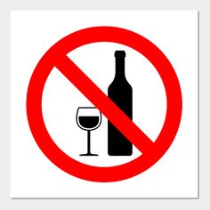 a red sign with a glass and bottle in it