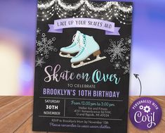 an ice skating birthday party is set up on a table