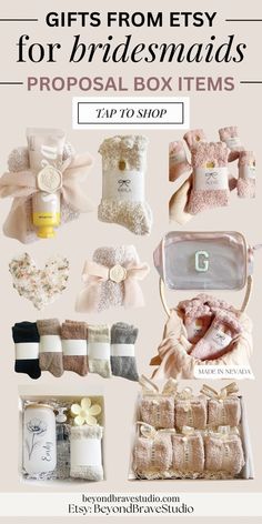 Searching for bridal party gifts for bridesmaids or a special gift for the bride? Explore our best gift ideas for the day of the wedding and beyond. From personalized gifts to unique bridal party gifts ideas, our collection includes everything from bridesmaid bags, fuzzy socks, custom boxes, to personalized wedding day gifts. Shop now and find the perfect gift for her!