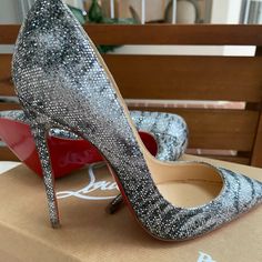 Brand New 100% Authentic. Size 36. Designer Sparkling Heels With Pointed Toe, Luxury Glitter Heels With Round Toe, Designer Sparkling High Heels, Couture Heels, Fav Products, Feminine Shoes, Louboutin So Kate, Fashion Shoes Heels, Nice Nails