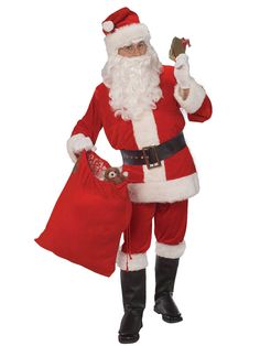 a man dressed as santa clause holding a bag