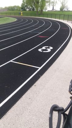 an empty track with numbers painted on it