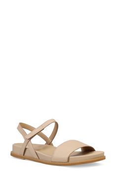 Elevate your warm-weather looks with this timeless open-toe sandal designed with a wide lower band and adjustable hook-and-loop ankle strap in soft leather. 1" heel; 1/2" platform (size 8.5) Leather upper and lining/synthetic sole Imported Beige Sandals With Leather Footbed And Single Toe Strap, Beige Open Toe Sandals With Removable Insole, Beige Open Toe Slingback Sandals With Cushioned Footbed, Beige Slingback Sandals With Cushioned Footbed And Ankle Strap, Spring Double Strap Slingback Sandals With Leather Footbed, Beige Ankle Strap Sandals With Adjustable Strap, Spring Sandals With Adjustable Single Toe Strap, Spring Open Toe Footbed Sandals With Adjustable Strap, Spring Open Toe Sandals With Single Strap