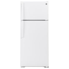 a white refrigerator freezer sitting on top of a counter