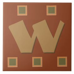 an abstract painting with squares and rectangles in the shape of letters w on a brown background