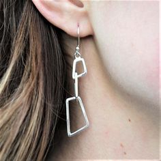 Livina | Sterling Silver Earrings | Coco and Duckie Contemporary Everyday Earrings, Everyday Square Earrings, Geometric Sterling Silver Jewelry, Everyday Handmade Linear Earrings, Soft Jewelry, Faith Jewelry, Big Earrings, How To Make Earrings, Polish Jewelry