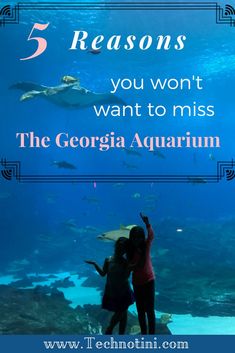 two girls standing in front of an aquarium with text that reads 5 reasons you won't want to miss the georgia aquarium