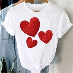 Tee Women Top Leopard Love Heart Cute Clothes Lady Casual Short Sleeve Fashion Summer Tshirt Regular Female Graphic T-shirt Summer Tshirt, Women's Outfits By Occasions, Cartoon Outfits, Sleeve Fashion, Casual Tops For Women, Flower Heart, Fashion Summer, Summer Tshirts, 8 M