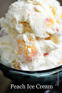 peach ice cream in a glass bowl