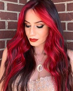 They say blondes are noticed but #redheads are never forgotten. Totally agree! Try our Ruby Red and transform your hair into an intense Ruby Red color. Red Hair Dye Underneath, Red And Black Hair Dye Ideas, 2 Colour Hair, Red Hair Black Roots Ombre, Black Fading Into Red Hair, Bright Red Hair With Black Roots, Black Hair With Red Underneath, 2 Color Hair Dye Ideas