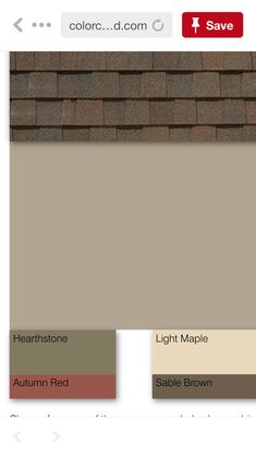 an image of the exterior color scheme for roofing shingles and siding colors, including brown