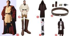 star wars costumes and accessories are shown in this image