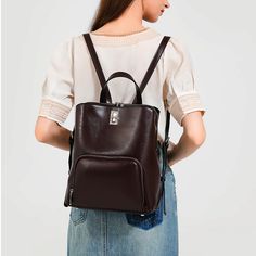 Free U.S. shipping. Style: Commuting , color:Brown, suite for season：Spring, Summer, Autumn, Winter ，Anniversary, Going out, Hanging out, Material Genuine Leather, Women's Brown Leather Turn Lock Zipper Backpacks School Backpack With Zipper Closure For Fall, Brown Backpack For School In Fall, Brown Leather Backpack For School In Fall, Brown Leather School Backpack For Fall, Brown Backpack For Daily Use In Fall, Fall Backpack With Zipper Closure, Brown Fall Backpack, Black Suite, Clear Backpacks