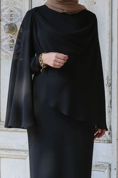 Cape Dress in Black Cape Dress Pattern, Cape Dress Long, Abaya Dresses, Modest Activewear, Full Coverage Swimsuit, Soiree Dress, Muslim Fashion Dress