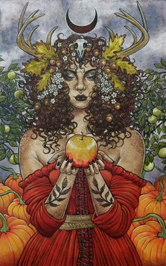 Mabon Pagan Autumn Equinox Art Print PREORDER Limited to | Etsy Mabon Blessings Art, Autumnal Equinox Art, Mabon Art Illustration, Mabon Pictures, Autumn Goddess Art, Fall Equinox Aesthetic, Mabon Altar Ideas, Autumn Equinox Aesthetic, Mabon Wallpaper