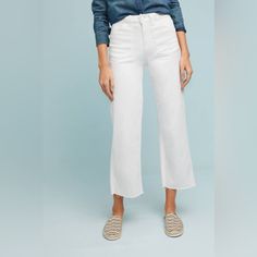 Paige Anthropologie Nellie White Frayed Hem Culottes Cropped Ankle Jeans Sz 30 In Perfect Shape! No Flaws Stains Or Tears. Don’t Think I Ever Wore Them Smoke Free Home Always Open To Reasonable Offers! I Bundles! Please Know I’m Happy To Provide Any Details Such As Additional Measurements If You Would Like. Please See Measurements Provided In Pictures As Well. I Hope You Enjoy My Closet And Thank You For Visiting! Tons Of J. Crew, Anthropologie, Patagonia, The North Face, And On And On. A Question Asked Is Always An Opportunity. Chic Workwear Pants With Frayed Hem, Chic Pants With Frayed Hem For Workwear, White Wide Leg Bottoms With Frayed Hem, White Cropped Pants With Frayed Hem, Chic White Pants With Frayed Hem, Elegant Cropped Leg Spring Jeans, Elegant Cropped Leg Jeans For Spring, White Mid-rise Pants With Frayed Hem, Elegant White Ankle-length Bottoms