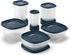 six tupperware containers with lids and lids