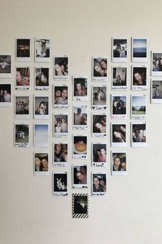 a group of photos hanging on the wall with magnets attached to it's sides