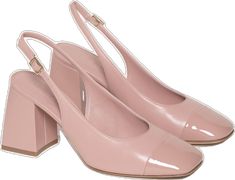 Classic Pink Heels For Spring, Classic Heels For Summer Galas, Chic Spring Heels With Rubber Heel Cap, Chic Heels With Heel Strap For Galas, Classic Summer Heels For Galas, Classic Almond Toe Heels For Spring, Chic Summer Heels With Rubber Heel Cap, Classic Patent Leather Slingback Pumps For Summer, Chic Block Heel Heels For Galas