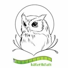 an owl with a measuring tape around it's neck and the words katzkrat on