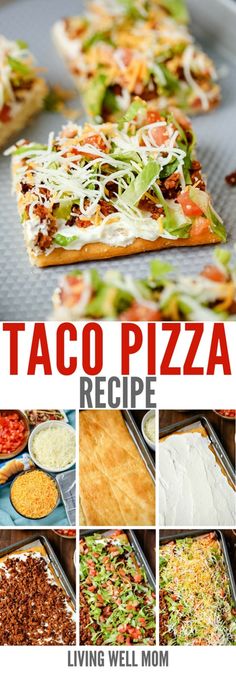 taco pizza recipe with pictures of different toppings