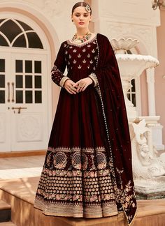 Maroon Salwar Suit, Maroon Salwar, Bridesmaid Suit, Bridesmaid Suits, Dupatta Embroidery, Suit Anarkali, Kids Dress Patterns