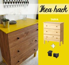 an ikea hack is shown with two drawers