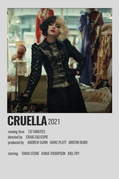 the poster for cruela 2012 shows a woman in black leather clothes with her hands on her hips