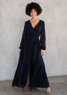 Memory Lane Maxi Dress $98.00$49.00 Romantic Maxi Dress, Stevie Nicks Style, Bohemian Holiday, Holiday Maxi Dress, Special Dress, Special Dresses, Maxi Dress Navy, Navy Lace, Chiffon Maxi