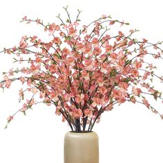 a vase with pink flowers in it on a white background