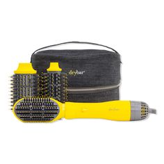 The Triple Shot Interchangeable Blow-Dryer Brush - TRIPLE SHOT BLOW DRYER BRUSHFeaturesSmall Round Blow-Dryer creates defined curls & wavesOval Blow-Dryer Brush creates tons of volume and shineVented Paddle Brush Blow-Dryer creates a smooth, straight finishBenefitsIonic Technology seals the cuticle for less frizz and adds tons of shine while stylingErgonomic, lightweight design provides maximum comfort3 temperature settings (cool/medium/high) allow for customized styling of all hairOval Blow-Dry Drybar Hair Dryer, Brush Blow Dryer, Dryer Brush, Blow Dry Brush, Paddle Brush, Defined Curls, Blow Dryer, Dry Brushing, Blow Dry