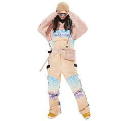 MARKERWAY Women's Insulated Overalls Bib Snow Pants Snow Jumpsuit, Vector Mountain, Bib Snow Pants, Ski Clothing, Black And White Comics, Pink Donuts, Winter Chic, Snow Sports, Snow Queen