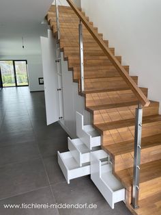 the stairs are made of wood and metal