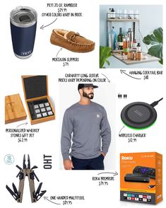 the contents of a man's gift guide for him