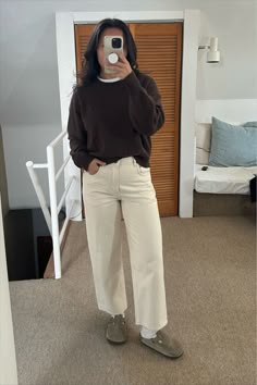 A1t.Jay's Boston Clogs Collection on LTK Birkenstock Clogs Office Outfit, Boston Clog Work Outfit, Fall Cream Pants Outfit, Birkenstock Boston Office Outfit, Teacher Yoga Pants Outfit, Cream Colored Jeans Outfit Fall, Boston Clogs With Dress, Fall Outfits Cream Pants, Comfy Wide Leg Pants Outfit